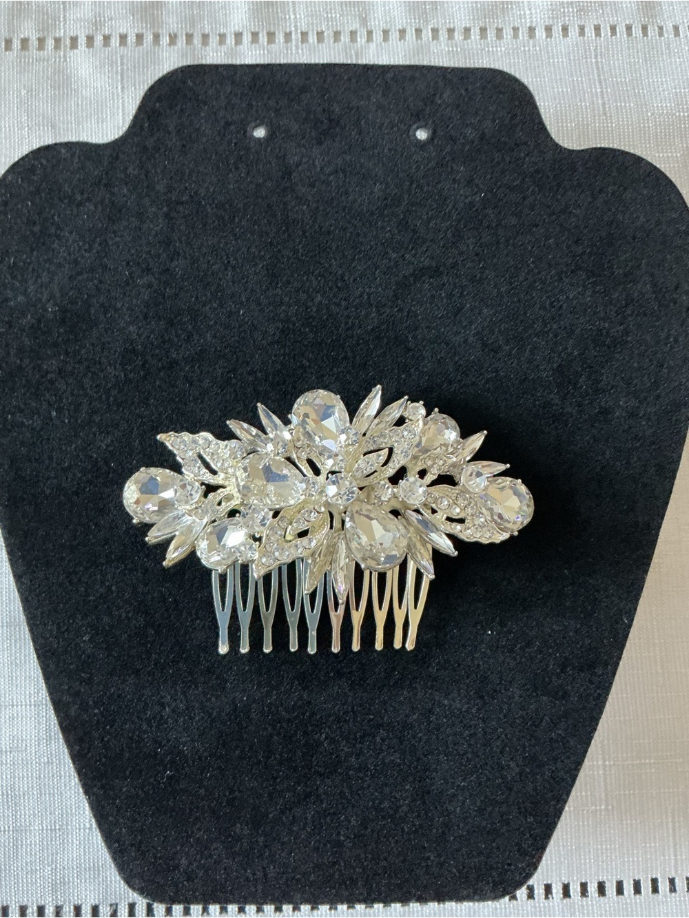 Clear Rhinestone Cluster Vintage Style Silver Tone Statement Hair Comb